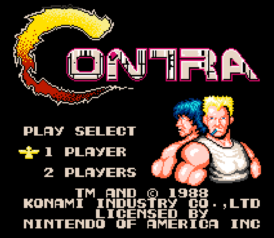 Classic NES game Contra - A retro gaming experience from the golden age of gaming